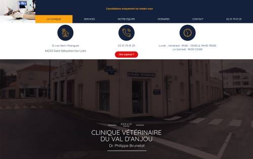 création site internet vétérinaire - page présentation clinique vétérinaire du val d’anjou